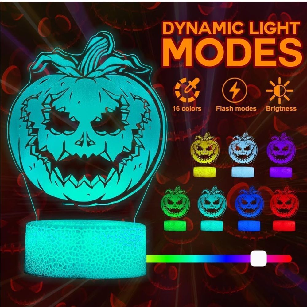 Halloween Pumpkin 3D Lamp for Party Decorations USB and Battery Operated